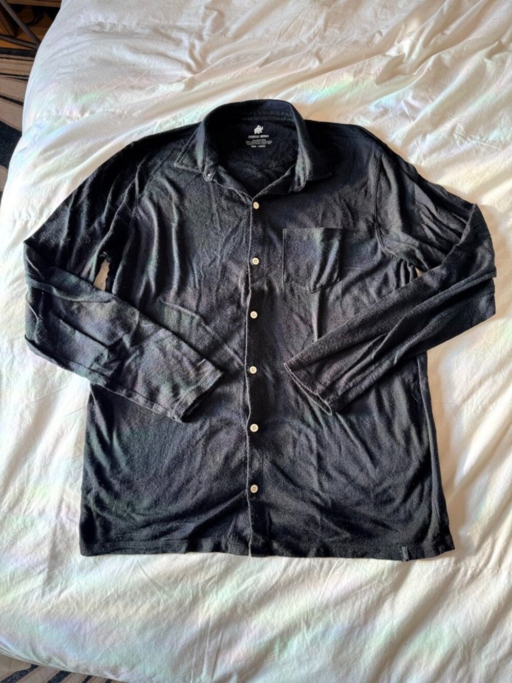 WOOLLY CLOTHING CO Mens 100% Merino Wool Long Sleeve Button Down Shirt Size L